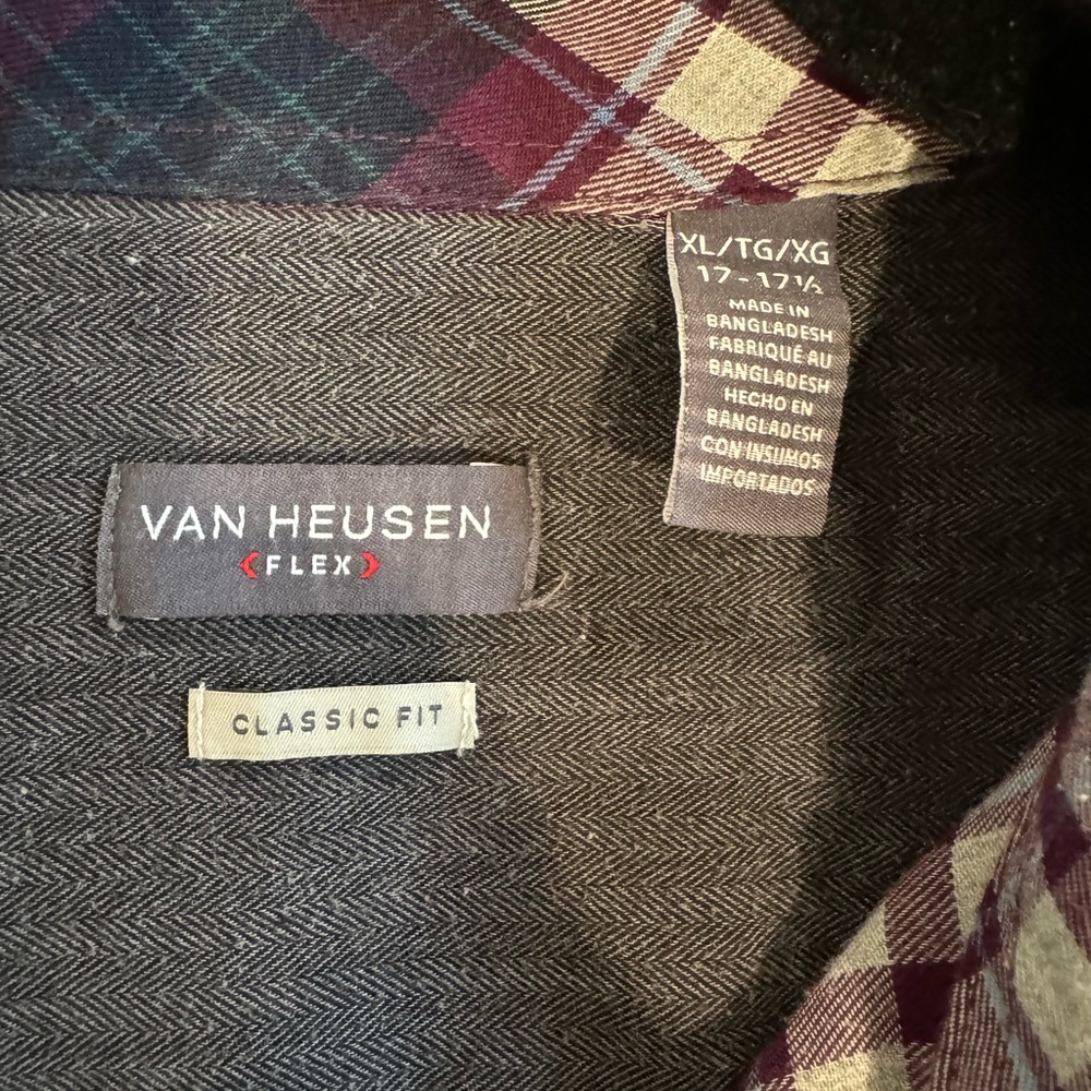 Men's Van Heusen Flex Brand Red Plaid Long Sleeve Button Down Shirt 17"-17
1/2 - Picture 4 of 4